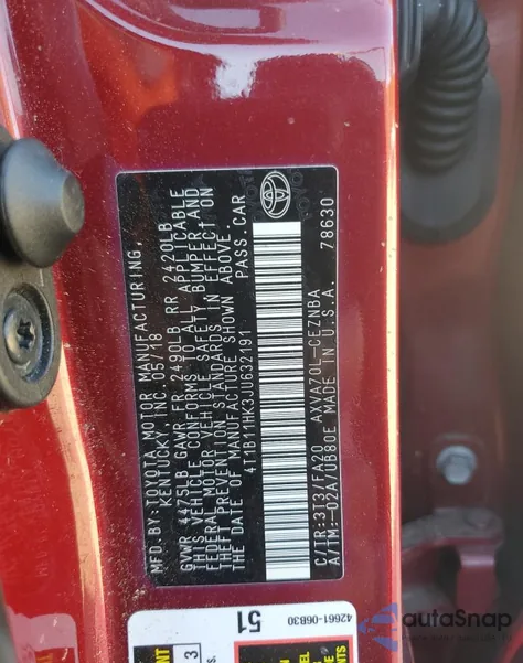 2018 Toyota Camry L from USA, damaged, VIN 4T1B11HK3JU632191